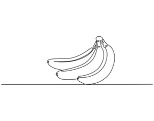 Continuous one line drawing of whole bunch of banana. One line drawing illustration of banana. Healty, fresh fruit concept single line. Editable outline