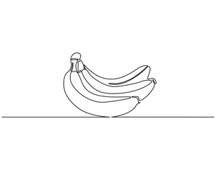 Continuous one line drawing of whole bunch of banana. One line drawing illustration of banana. Healty, fresh fruit concept single line. Editable outline