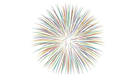 Vibrant explosion of colors, abstract radial pattern on a clean white backdrop