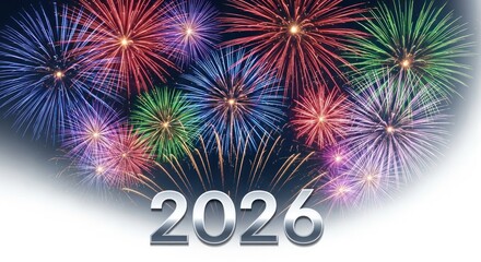 Brilliant 2026 Celebration: Fireworks illuminate the sky with vibrant hues for a spectacular new