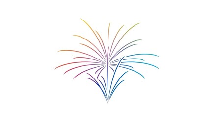 Obraz premium Vibrant burst design with rainbow gradient on white background, a minimalist graphic design,