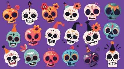 Sugar skull illustration design element set