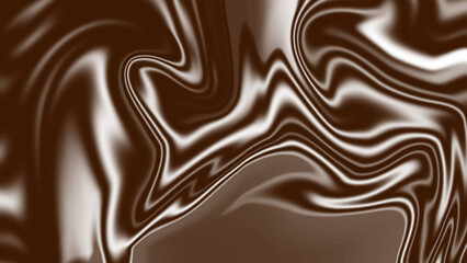 Dark caramel wavy pattern art. Smooth, flowing brown marble texture.