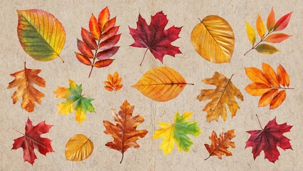 Obraz premium Autumn leaf design element set