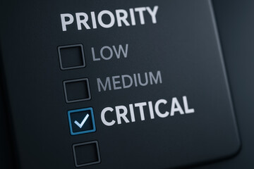 Critical task management efficient decision with critical priority checkbox marked emphasizing urgency and focused workflow