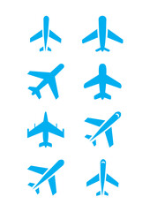 Airplane Icon Vector Set – Aircraft Silhouettes and Travel Symbols for Aviation, Transport, Logo, and UI Design