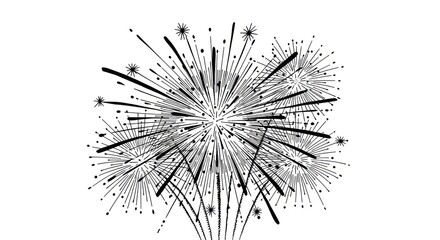 Obraz premium Dynamic black and white fireworks illustration with a burst of celebration energy