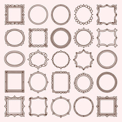 Collection of twenty five decorative outline frames in various shapes and styles border ornate