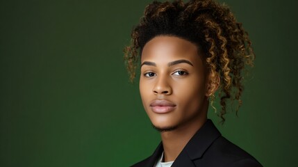 Young black man looking at camera with striking expression