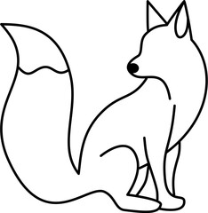 Black and White Flat Illustrated Fox Line Art Vector
