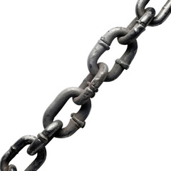 Chain links close-up showing texture and details against a plain background