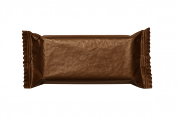 Chocolate snack bar wrapped in brown paper packaging, confectionery treat for branding and design, transparent background