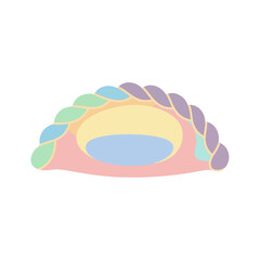 Colorful pastel empanada illustration with braided crust and filling design.