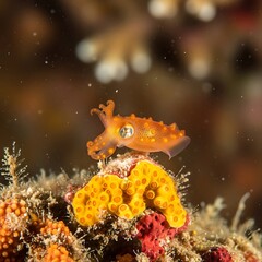 Small Orange Sea Slug on Coral.