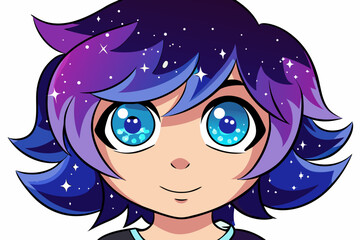 Anime girl with galaxy hair