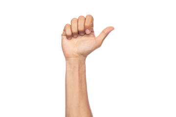 Close up male showing fist hand isolated on a white background with clipping path