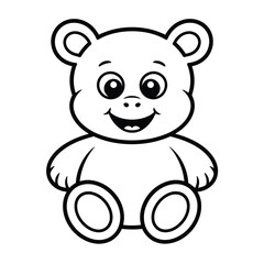 Fototapeta premium Adorable teddy bear coloring page vector illustration for children easy and fun to color scalable eps icon silhouette White background