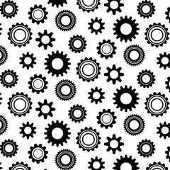 Simple Gear Shapes. Seamless Pattern. Vector Outline Cogwheel. Shapes of gears. Cogwheel vector. Background. Machine and Engineering