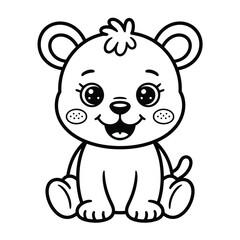Fototapeta premium Cute simple cartoon bear illustration vector graphic for kids coloring pages and educational art projects scalable eps file silhouette White background