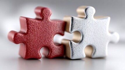 Fototapeta premium Connecting puzzle pieces showing solution and teamwork