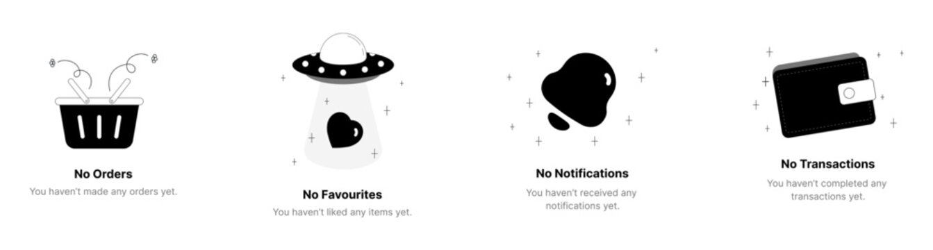 Empty State Illustration Set &ndash; Successful, Your Inbox is Empty, Something Went Wrong, Lost Connection