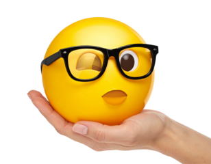 Generative AI Portrait of Smart Thinking Emoji, Isolated