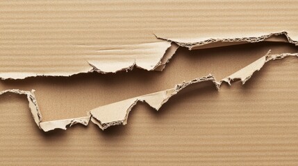 Torn cardboard revealing corrugated layers, creating textured geometric pattern with raw industrial aesthetic