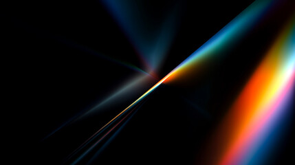 暗闇に溶けるプリズムの光跡・ミニマル抽象