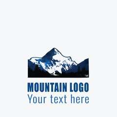 Minimalist Mountain Logo Design, Modern Logo Design, Mountain Logo for Outdoor and Adventure Brand, Elegant, vector illustration, Creative outdoor logo, Blue Mountain Silhouette Logo, Travel logo,