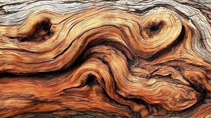 Abstract brown wood texture with swirling grain pattern nature background