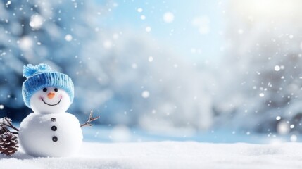 Fototapeta premium Snowman winter outdoors nature.