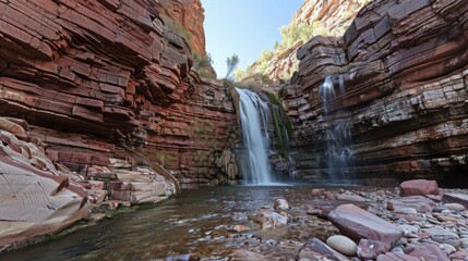 Natural Waterfall Wonders: Flowing Streams, Forested Mountains, and Moss-Covered Rocks in Outdoor Landscapes