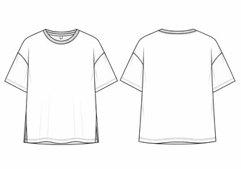 Simple white t-shirt illustration from front and back views on a clean white background