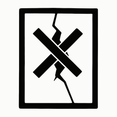 Obraz premium Broken window with tape