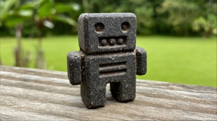 Minimalistic Small Robotic Form with Unique Mineral Composition as a Decorative Object in Light