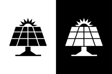 Renewable Energy Solar Panel Icon on White Background, Eco Power Vector.
