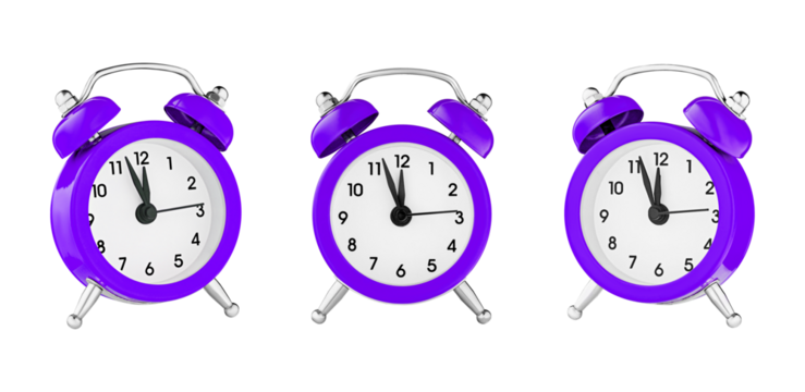 classic watch, pointer clock, Purple, violet color alarm watch on isolated white background close up