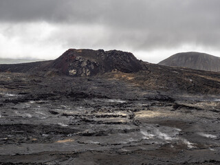lava fields and volcanism on Reykjanes Peninsula in Iceland