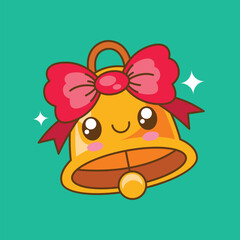 Cute kawaii christmas bells cartoon vector illustration