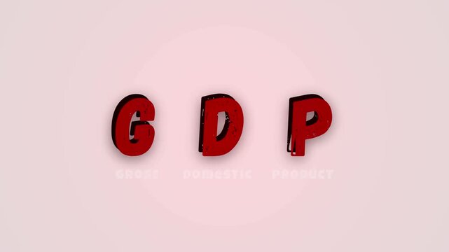 gross domestic product animated text video on white and gradient red background for advertisement or promotional video