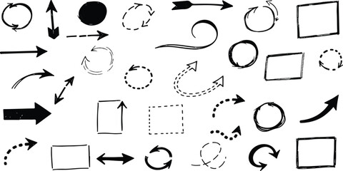 Dashed line arrow curving right pointing to a target direction design