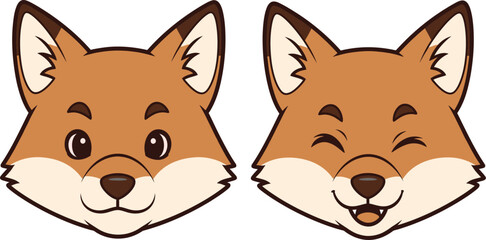 Obraz premium Cute fox face cartoon vector illustration design graphic aditable