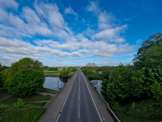 Perfect Symmetry of St Peter's Bridge Crossing the River Trent and Washlands, Burton upon Trent, UK