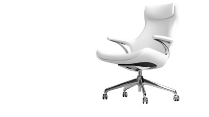 Modern White Desk Chair on Transparent Background