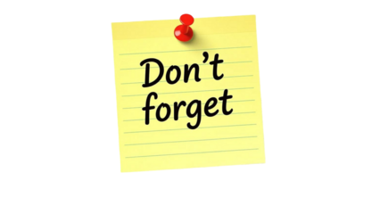 Yellow Sticky Note with Red Pin – Don’t Forget Reminder Isolated on Transparent Background