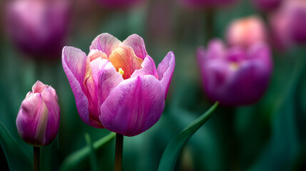 Fototapeta premium Close-Up of Pink Tulips in Bloom for Nature and Floral Design