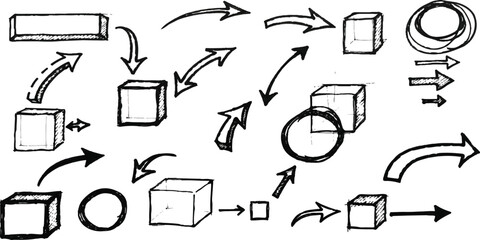 Simple stylized drawer or container with lid opening sketch illustration icon design