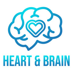 heart and brain flat minimalist logo design