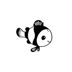 Obraz premium Clownfish. Clownfish simple black and white line art vector logo