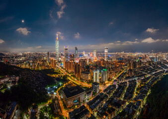 Fototapeta premium Aerial view of Taipei city at night,Taiwan.